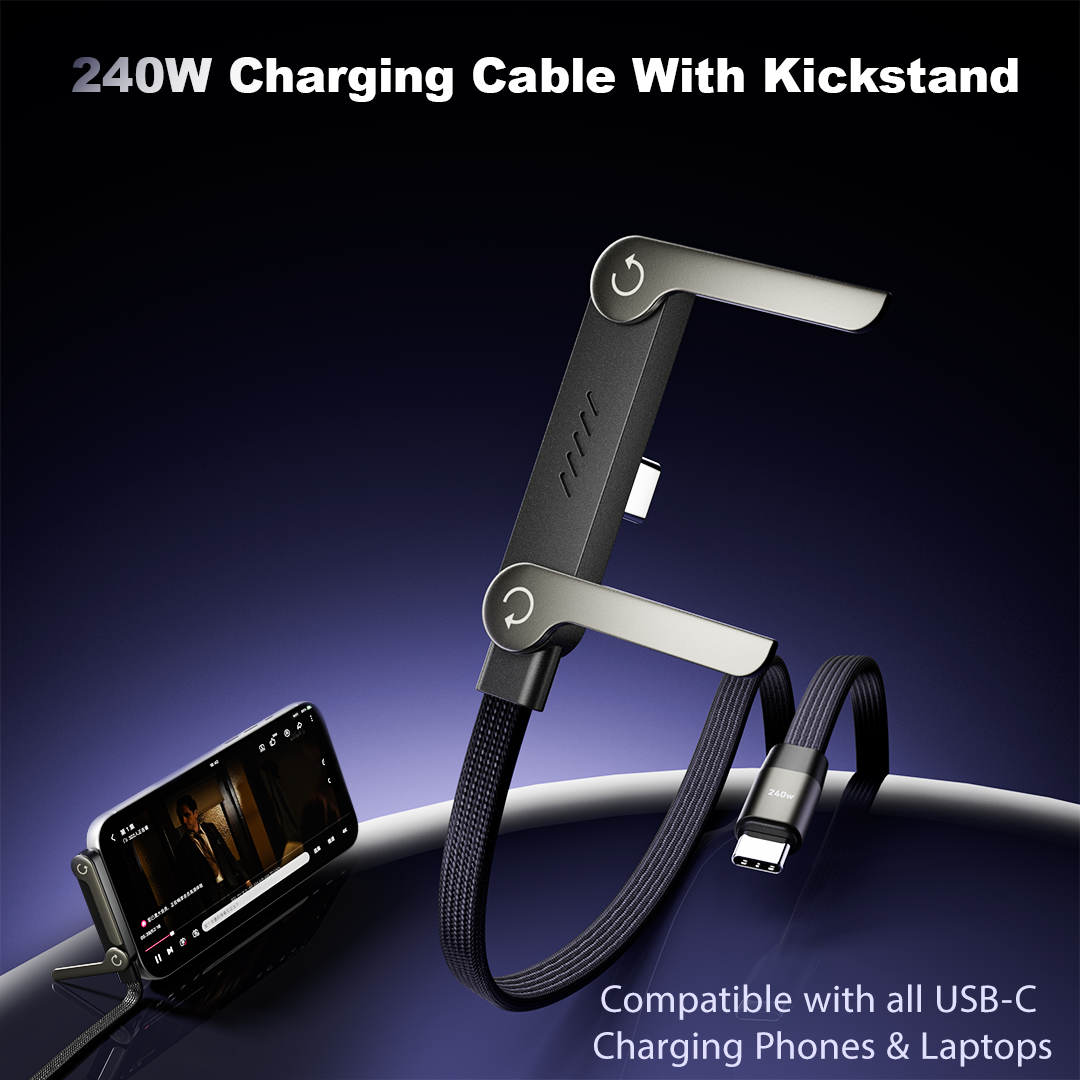 240W USB-C Fast Charging Cable with Kickstand