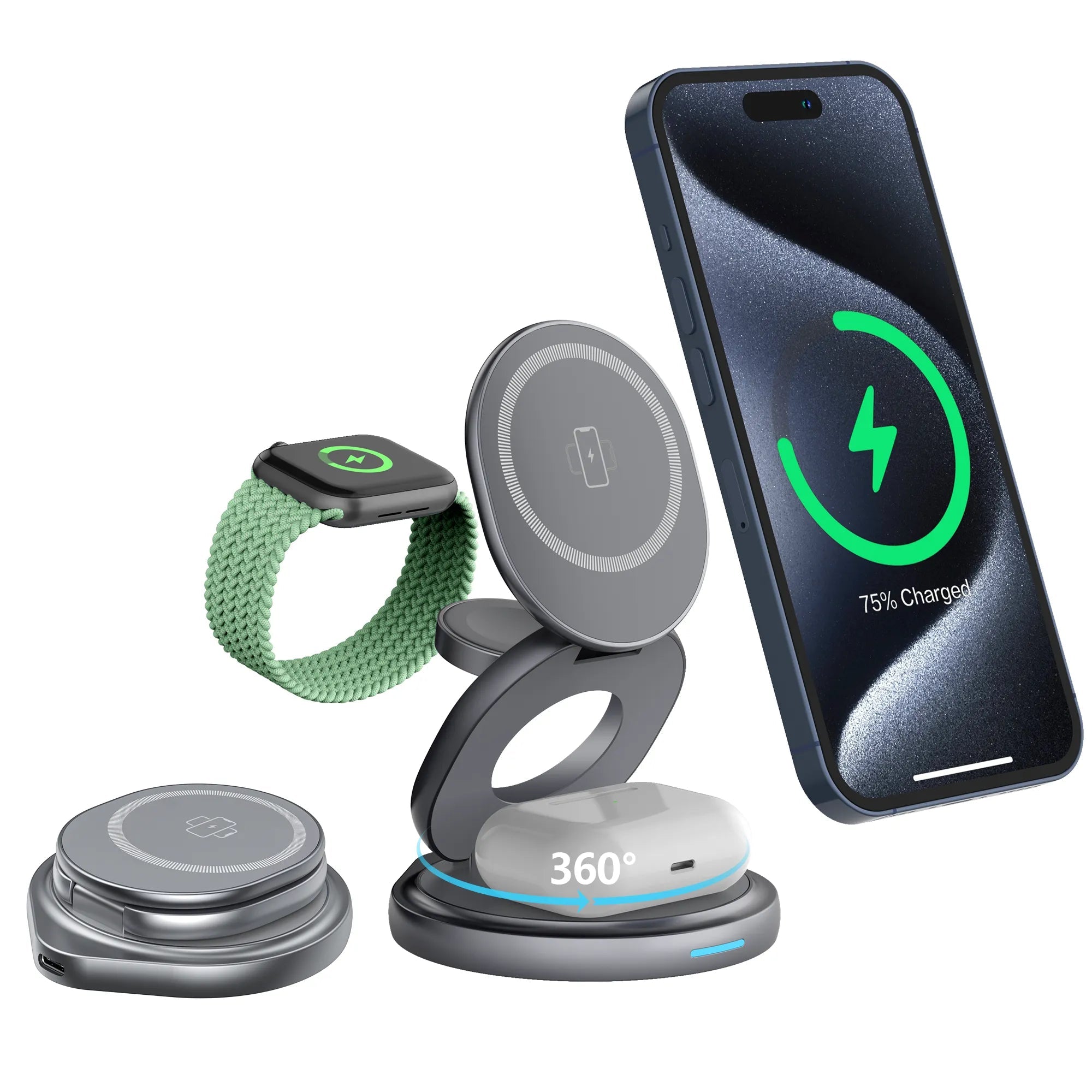 TheUrbanGeek Swivel 3 - in - 1 Wireless Folding Charger - TheUrbanGeek