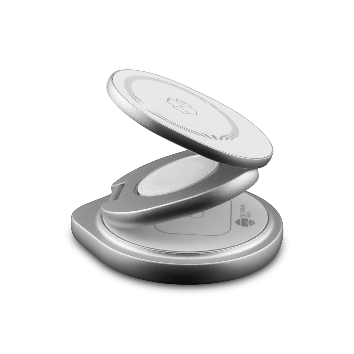 The Urban Geek Swivel 3 - in - 1 Wireless Folding Charger White Folded