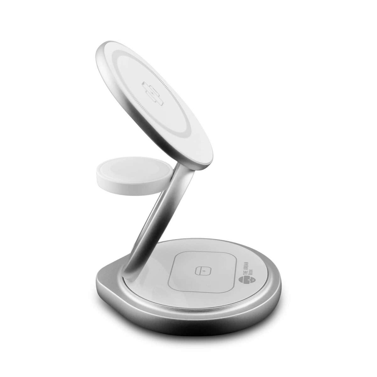 The Urban Geek Swivel 3 - in - 1 Wireless Folding Charger White Side View