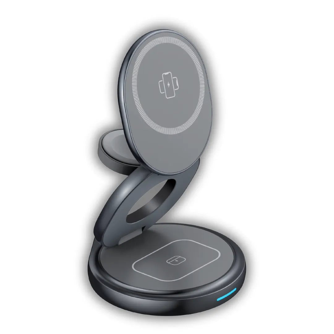 The Urban Geek Swivel 3 - in - 1 Wireless Folding Charger Gray