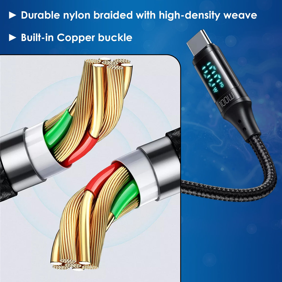 TheUrbanGeek USB C Fast Charging & Data Cable with Power Display (100W) - TheUrbanGeek