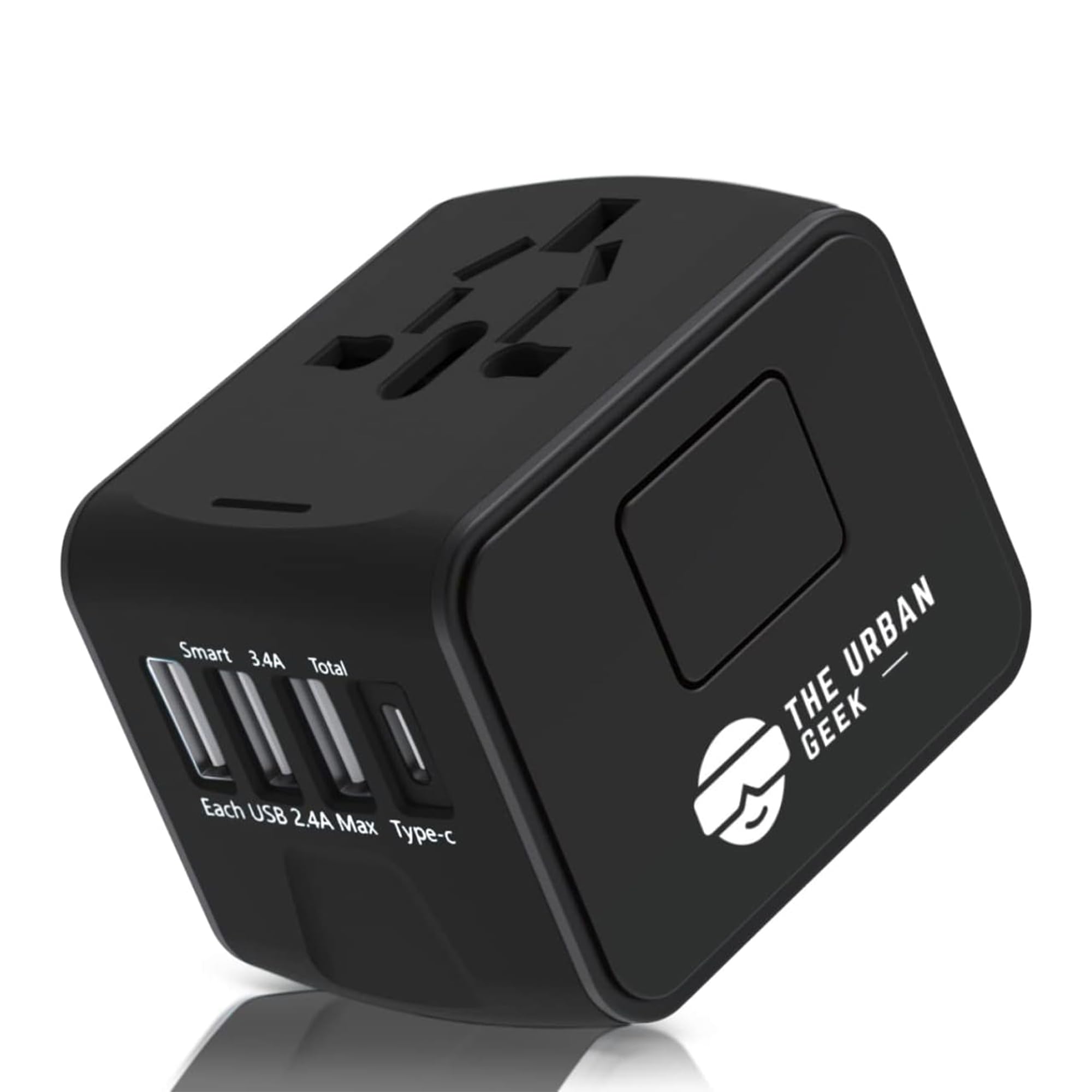 TheUrbanGeek Universal Power Adapter (Black) - International Travel Plug Adapter - Worldwide Charger