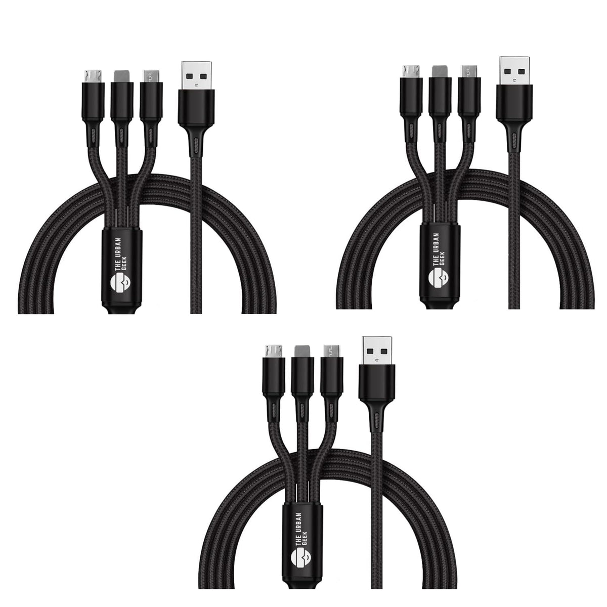 3 - in - 1 Fast Charging USB Cable [3 Pack] - TheUrbanGeek