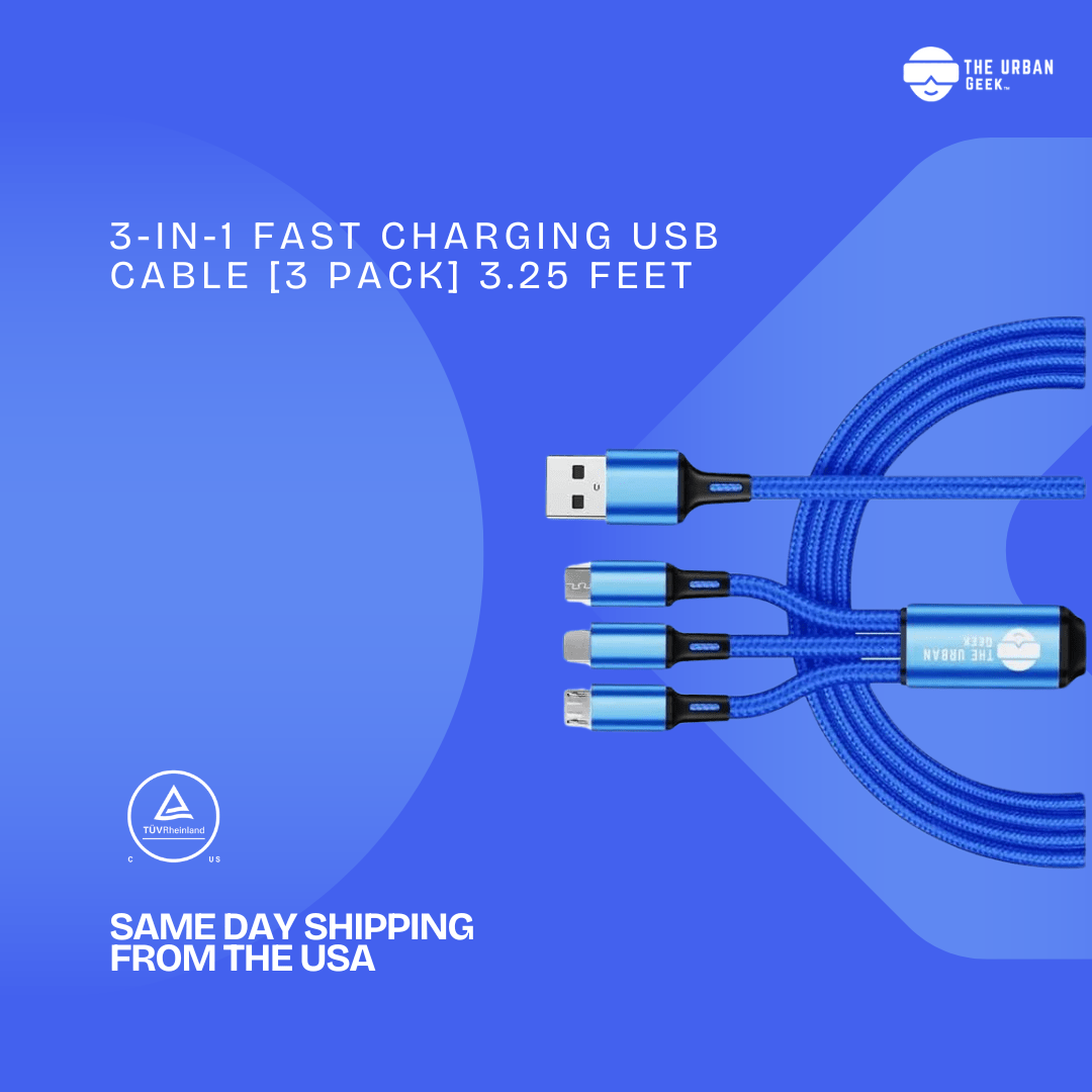 3 - in - 1 Fast Charging USB Cable [3 Pack] - TheUrbanGeek