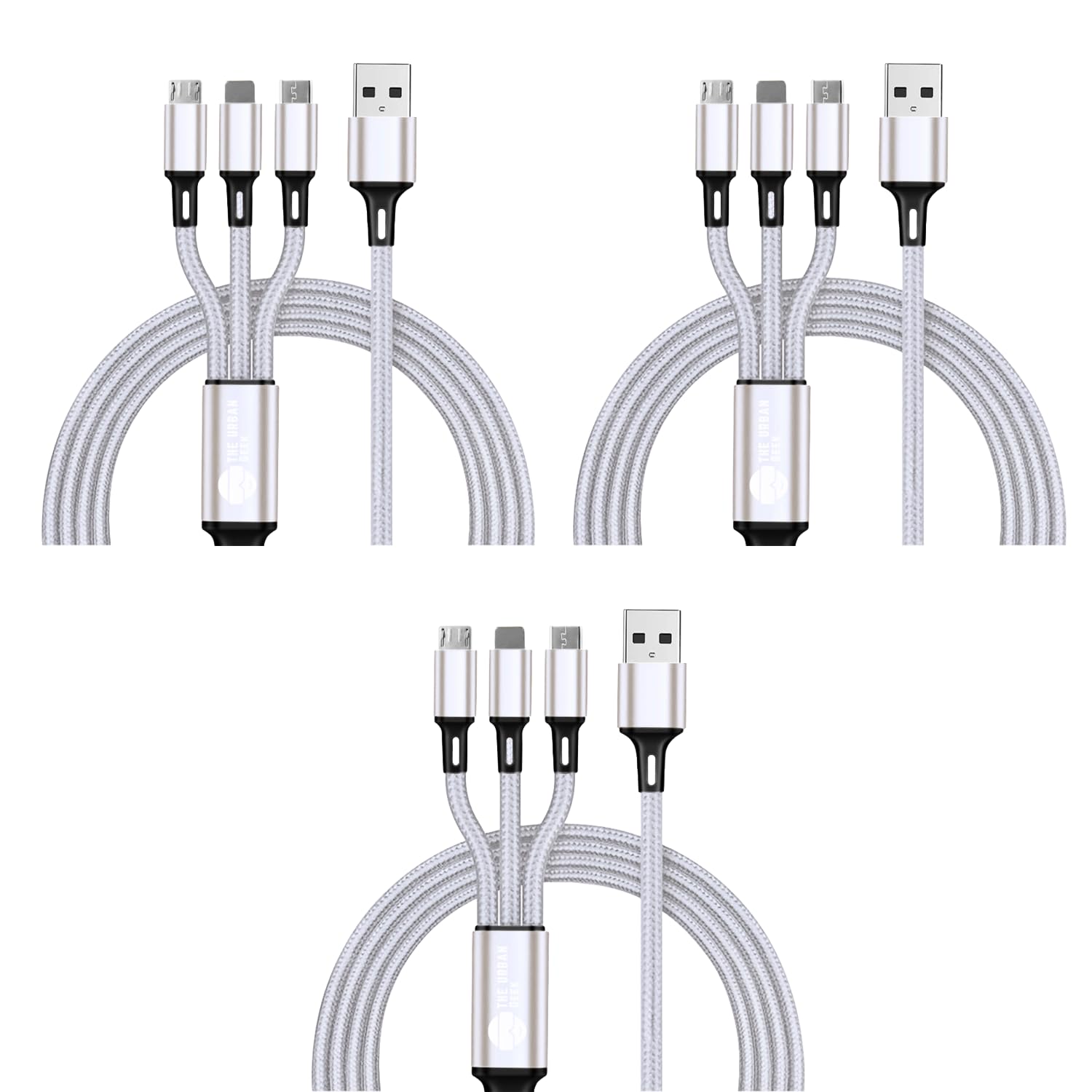 3 - in - 1 Fast Charging USB Cable [3 Pack] - TheUrbanGeek