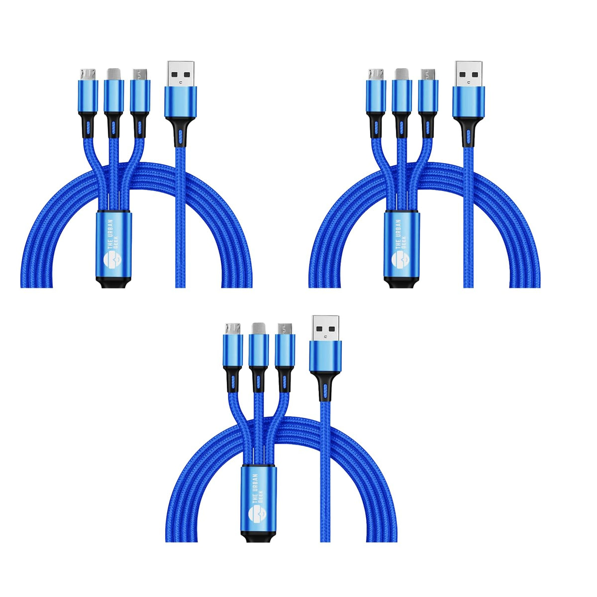 3 - in - 1 Fast Charging USB Cable [3 Pack] - TheUrbanGeek