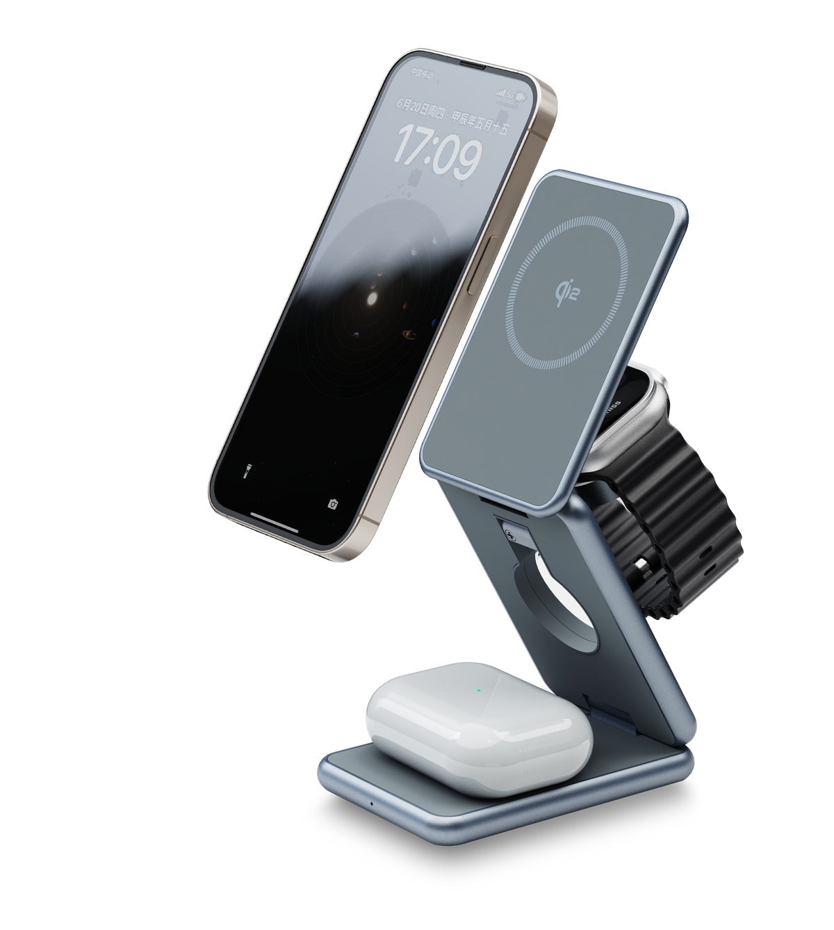 FlexCube Slim 3-in-1 Wireless Charger for Samsung Galaxy (Qi2 Compatible)