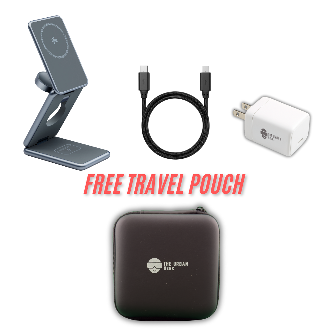 FlexSlim Qi2 Gray wireless charging stand on a white background