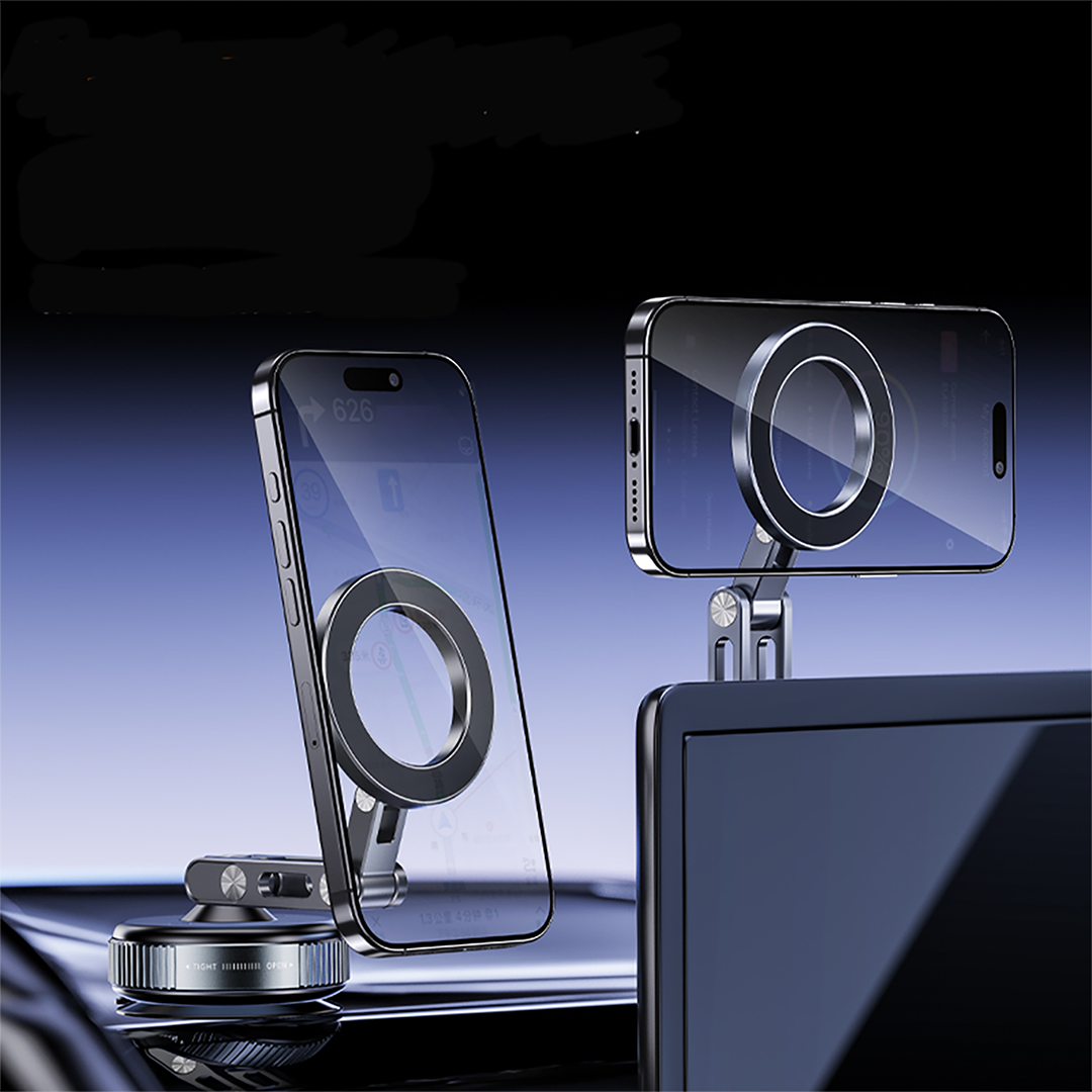 Metallic magnifying glass with adjustable arm on a white background