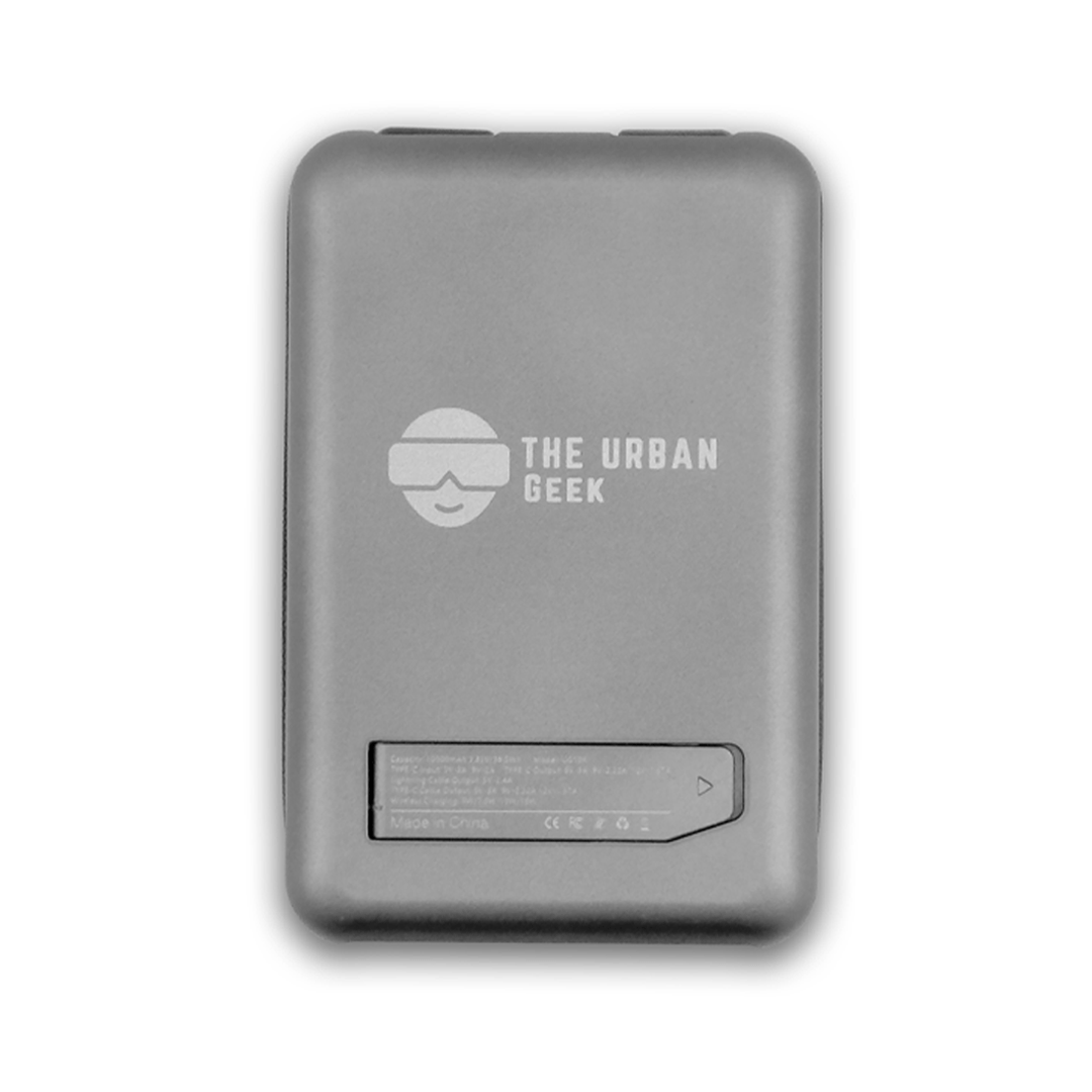 The Urban Geek Daily Commuter Basic Tech Bundle - Gray Powerbank with kickstand