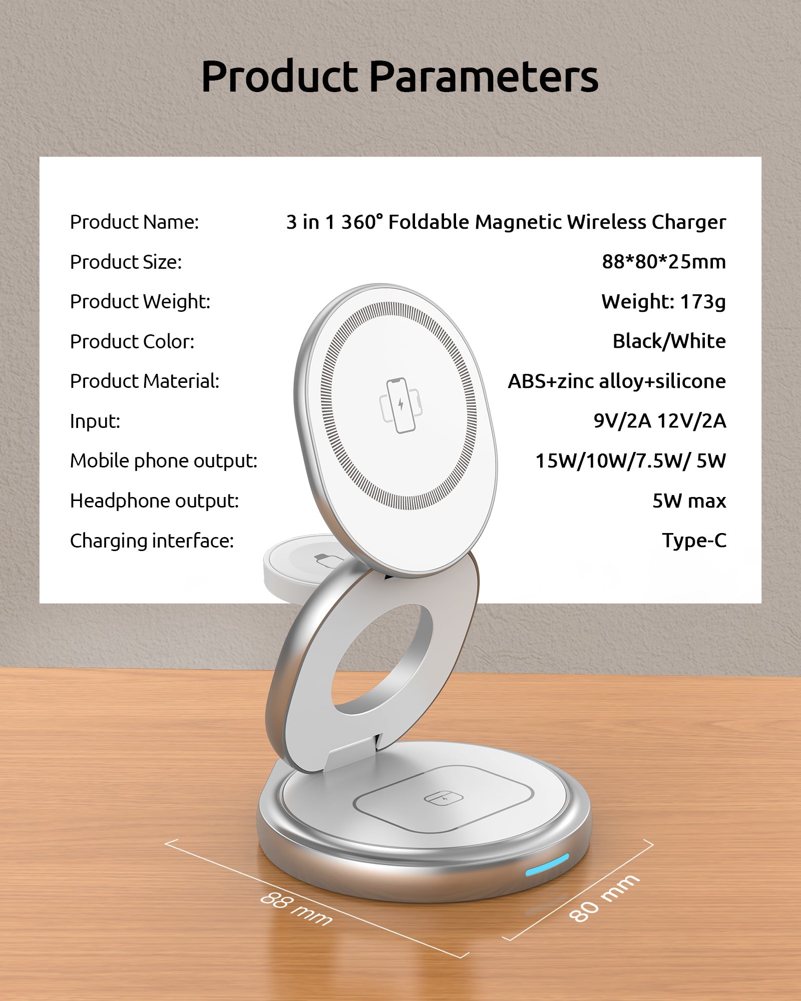 TheUrbanGeek Swivel 3 - in - 1 Wireless Folding Charger - TheUrbanGeek
