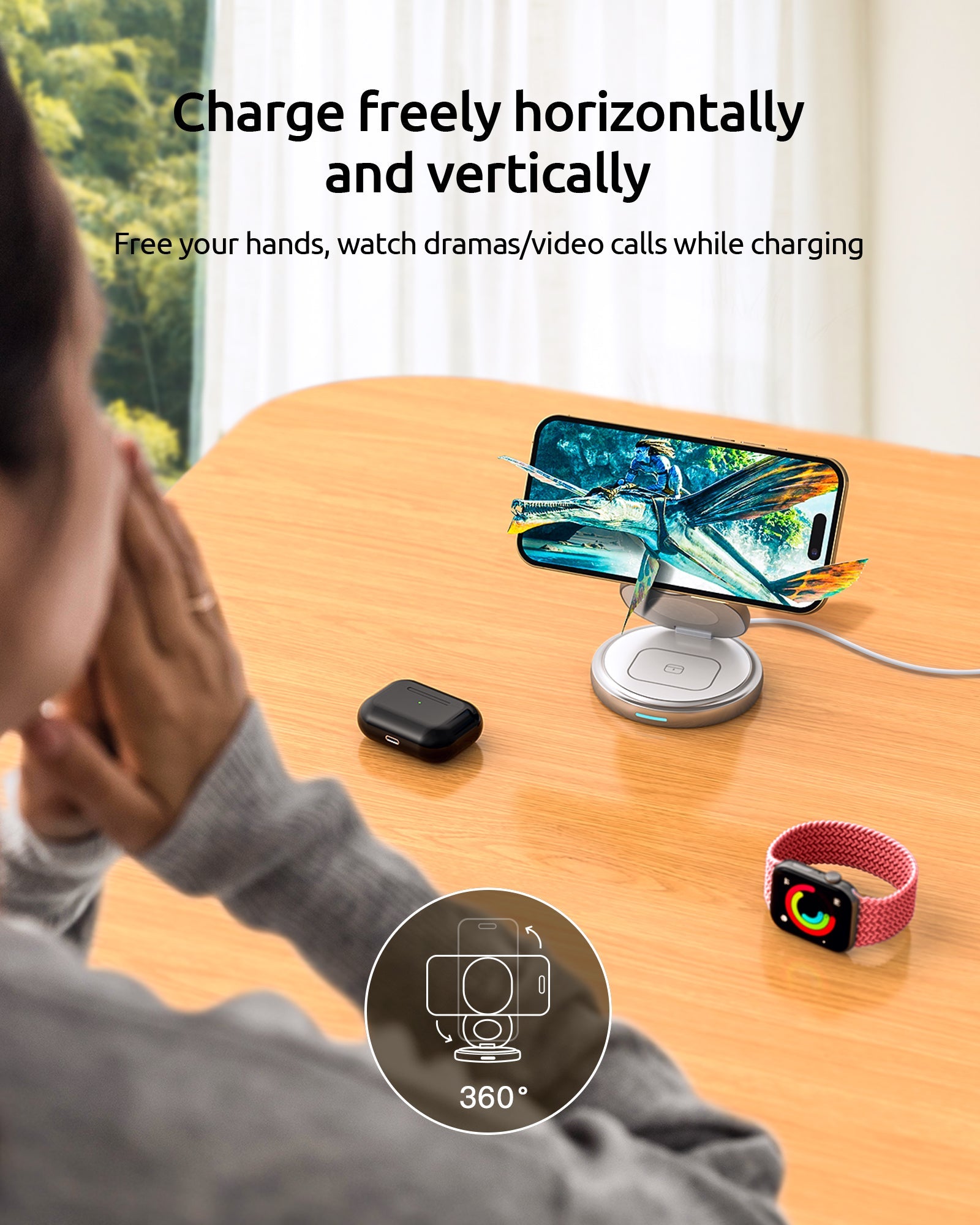 TheUrbanGeek Swivel 3 - in - 1 Wireless Folding Charger - TheUrbanGeek