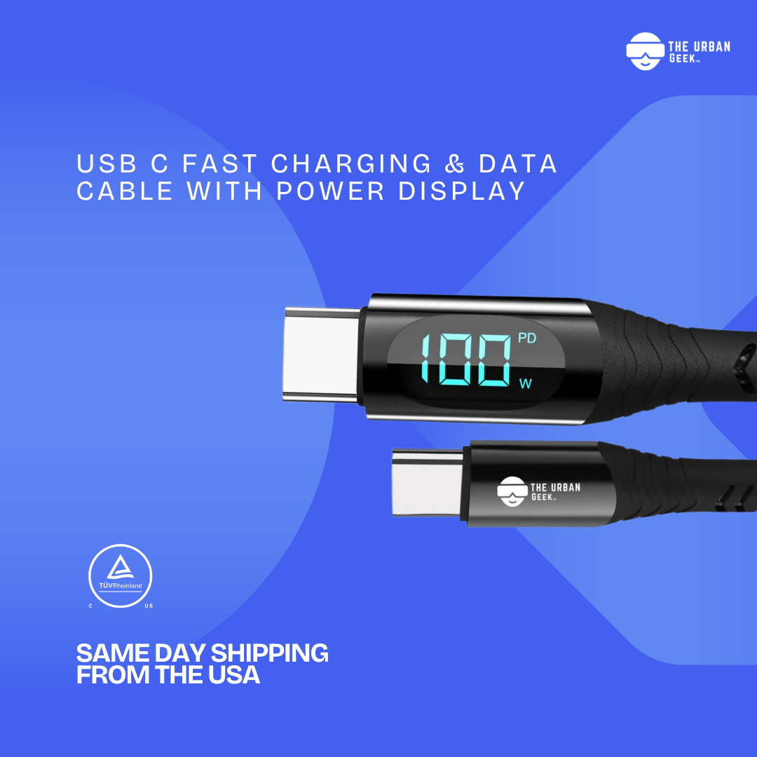 TheUrbanGeek USB C Fast Charging & Data Cable with Power Display (100W) - TheUrbanGeek