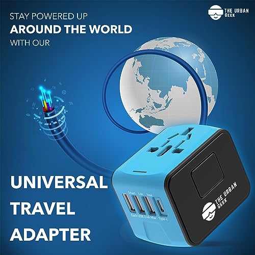 The Urban Geek International Travel Adapter - Works in 180+ Countries, USA, Europe, Asia, India